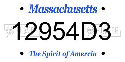 12954D3 Massachusetts License Plate