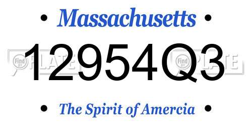 12954Q3 Massachusetts License Plate