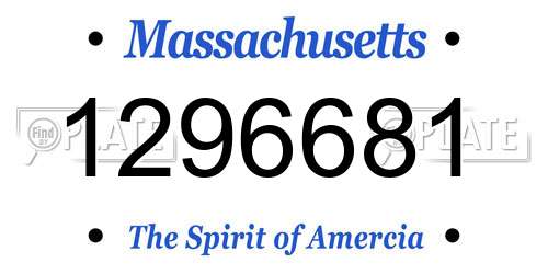 1296681 Massachusetts License Plate