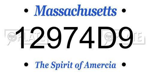 12974D9 Massachusetts License Plate