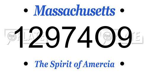 12974O9 Massachusetts License Plate