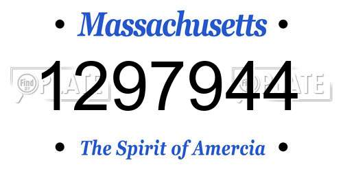 1297944 Massachusetts License Plate