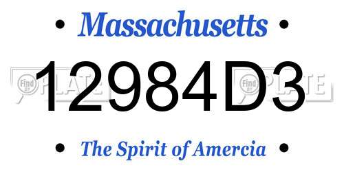 12984D3 Massachusetts License Plate