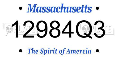 12984Q3 Massachusetts License Plate