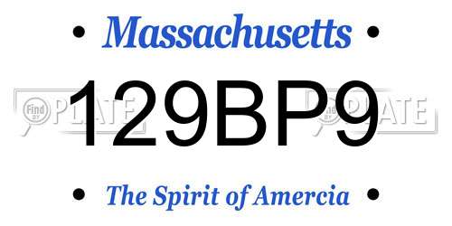 129BP9 Massachusetts License Plate