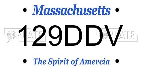 129DDV Massachusetts License Plate