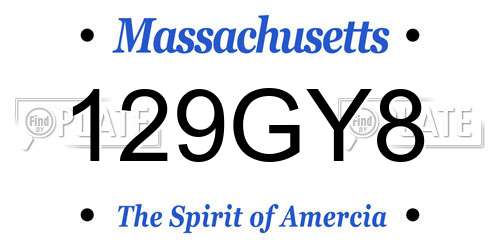 129GY8 Massachusetts License Plate
