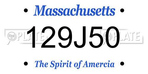 129J50 Massachusetts License Plate