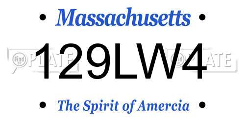 129LW4 Massachusetts License Plate