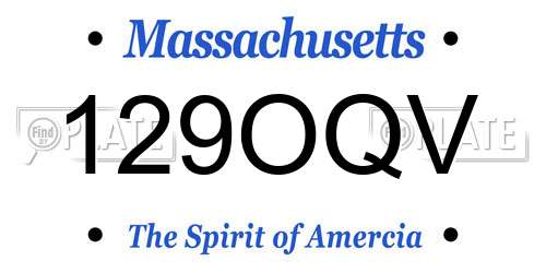 129OQV Massachusetts License Plate