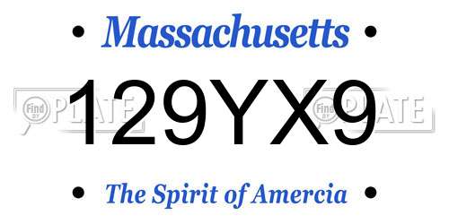 129YX9 Massachusetts License Plate