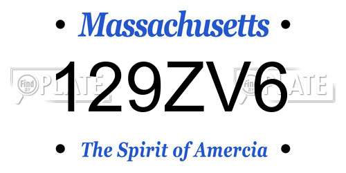 129ZV6 Massachusetts License Plate