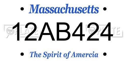 12AB424 Massachusetts License Plate
