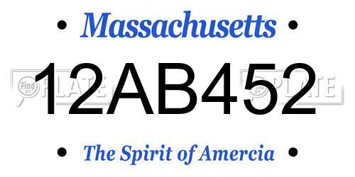 12AB452 Massachusetts License Plate