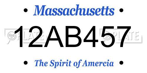 12AB457 Massachusetts License Plate