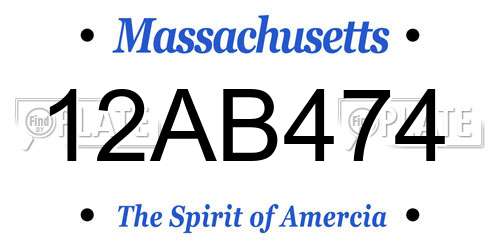 12AB474 Massachusetts License Plate
