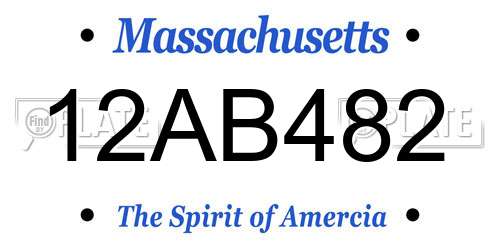 12AB482 Massachusetts License Plate