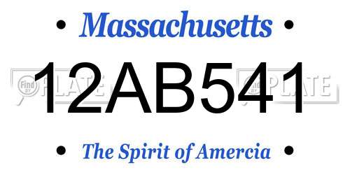 12AB541 Massachusetts License Plate
