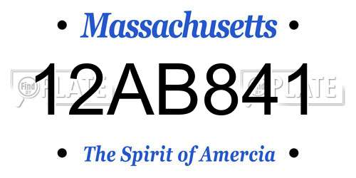 12AB841 Massachusetts License Plate