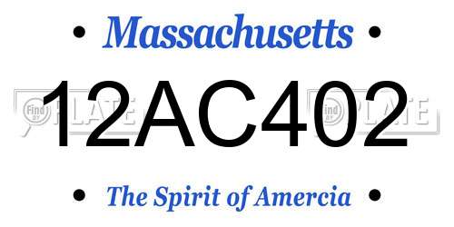 12AC402 Massachusetts License Plate