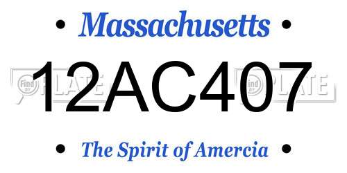 12AC407 Massachusetts License Plate