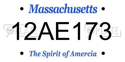 12AE173 Massachusetts License Plate
