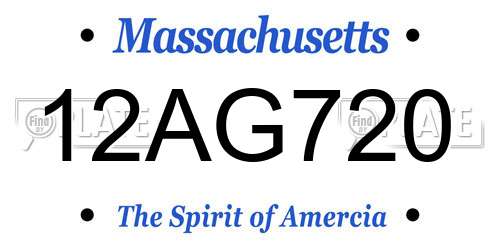 12AG720 Massachusetts License Plate