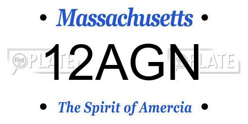 12AGN Massachusetts License Plate