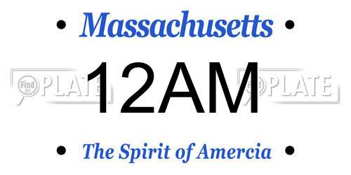 12AM Massachusetts License Plate