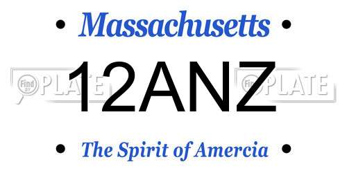 12ANZ Massachusetts License Plate