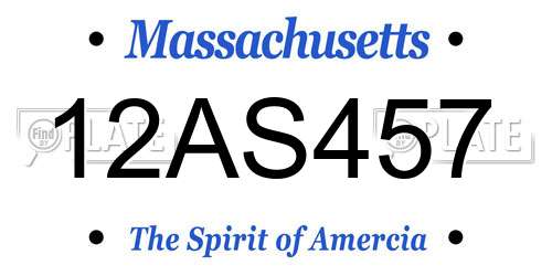 12AS457 Massachusetts License Plate