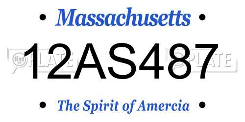 12AS487 Massachusetts License Plate