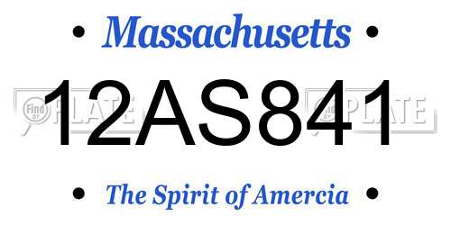 12AS841 Massachusetts License Plate