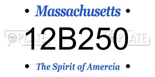 12B250 Massachusetts License Plate