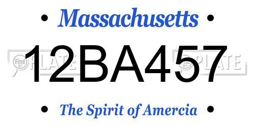 12BA457 Massachusetts License Plate