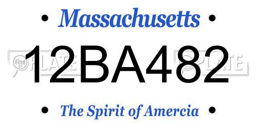 12BA482 Massachusetts License Plate