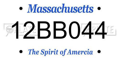12BB044 Massachusetts License Plate