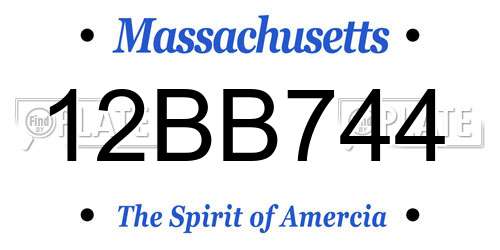12BB744 Massachusetts License Plate