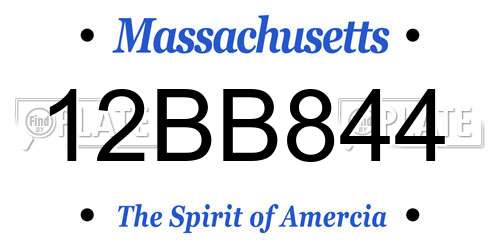 12BB844 Massachusetts License Plate