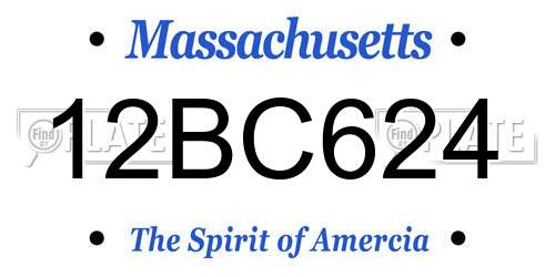 12BC624 Massachusetts License Plate