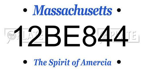 12BE844 Massachusetts License Plate