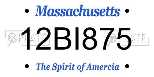 12BI875 Massachusetts License Plate