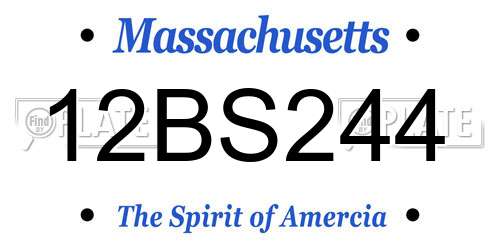 12BS244 Massachusetts License Plate