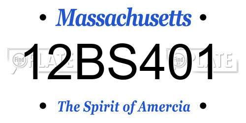 12BS401 Massachusetts License Plate