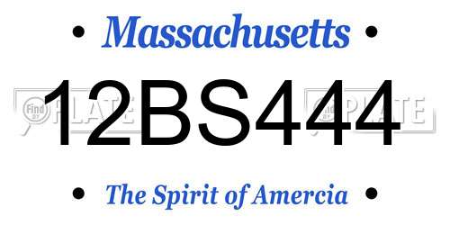 12BS444 Massachusetts License Plate