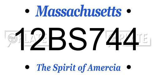 12BS744 Massachusetts License Plate