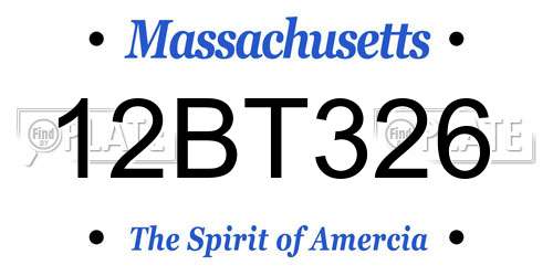 12BT326 Massachusetts License Plate