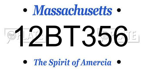 12BT356 Massachusetts License Plate