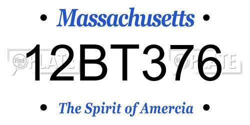 12BT376 Massachusetts License Plate
