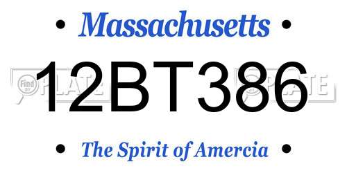 12BT386 Massachusetts License Plate